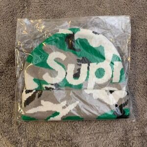 Supreme Big Logo Green‎ Camo Beanie